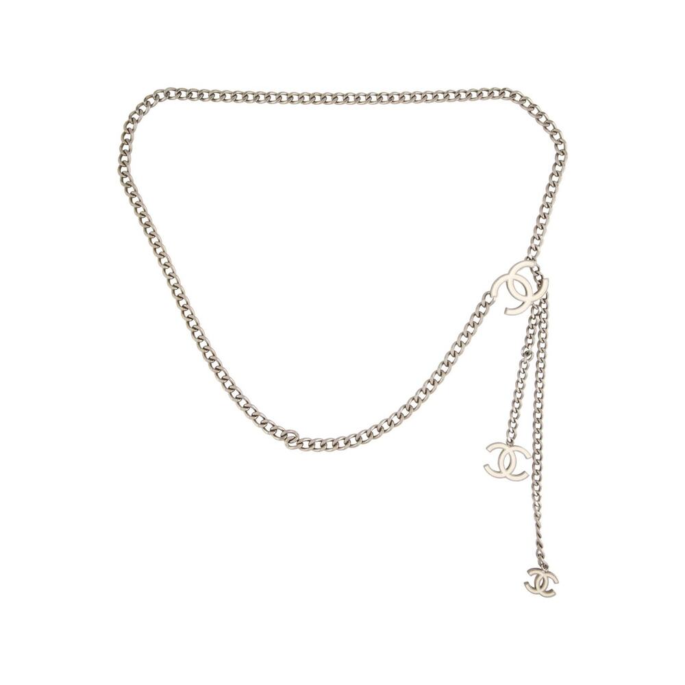 Chanel Silver-tone 2005 Interlocking CC Chain-Link Belt S sz - Picture 3 of 5